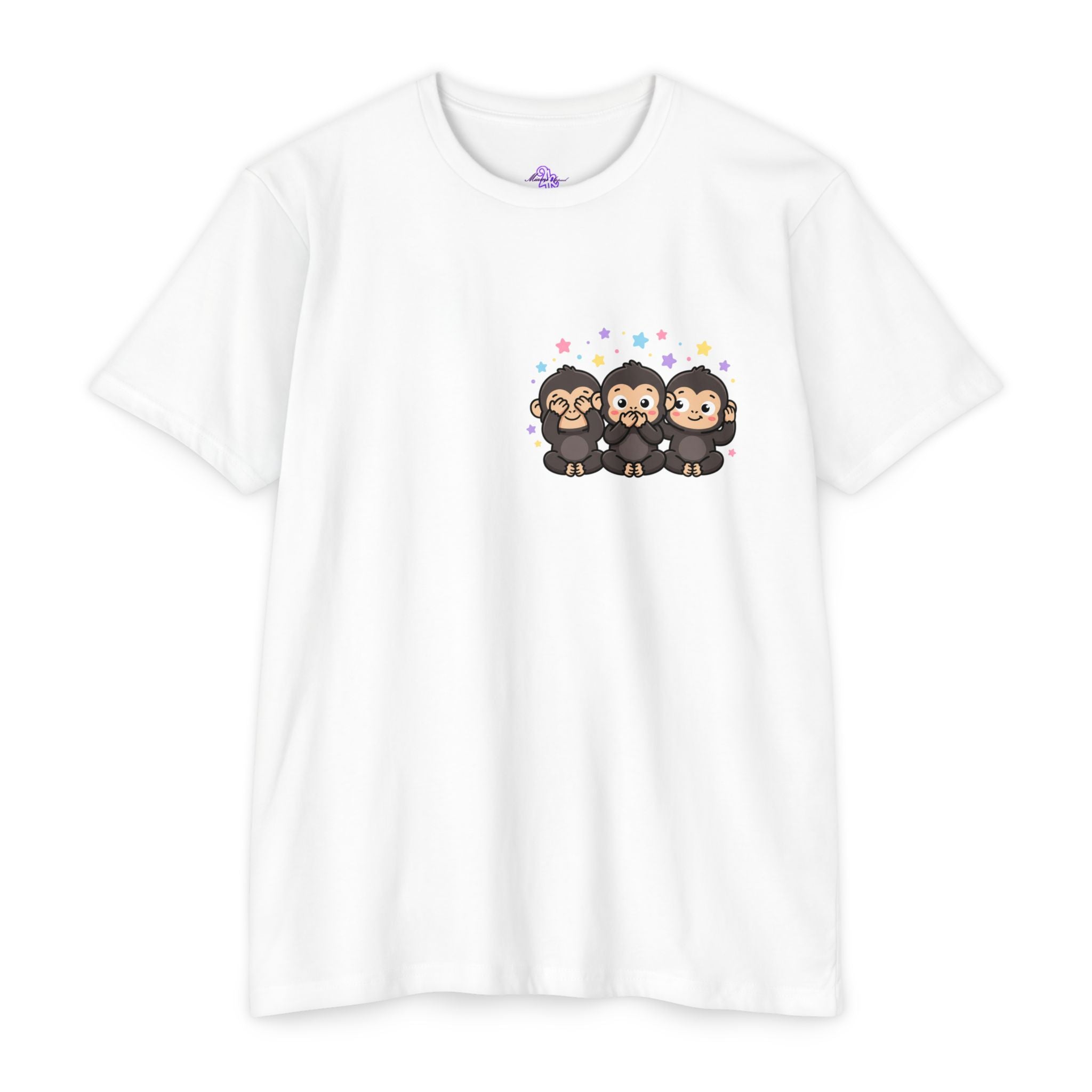 Anti‑Trump Graphic T‑Shirt — Cute Monkey Hear no...what?!? Front, Gritty Back Statement