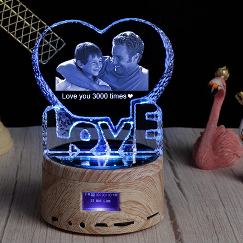 CrystalTune™ – Custom 3D Crystal Lamp with Bluetooth Music & LED Light