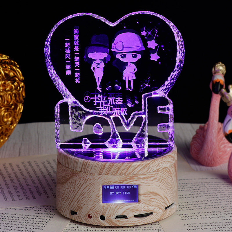 CrystalTune™ – Custom 3D Crystal Lamp with Bluetooth Music & LED Light