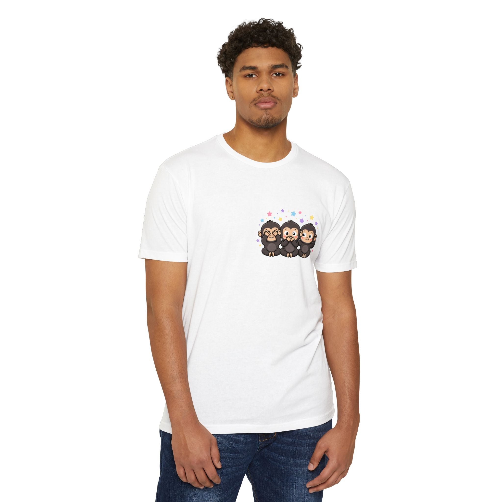 Anti‑Trump Graphic T‑Shirt — Cute Monkey Hear no...what?!? Front, Gritty Back Statement