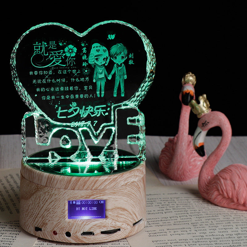 CrystalTune™ – Custom 3D Crystal Lamp with Bluetooth Music & LED Light