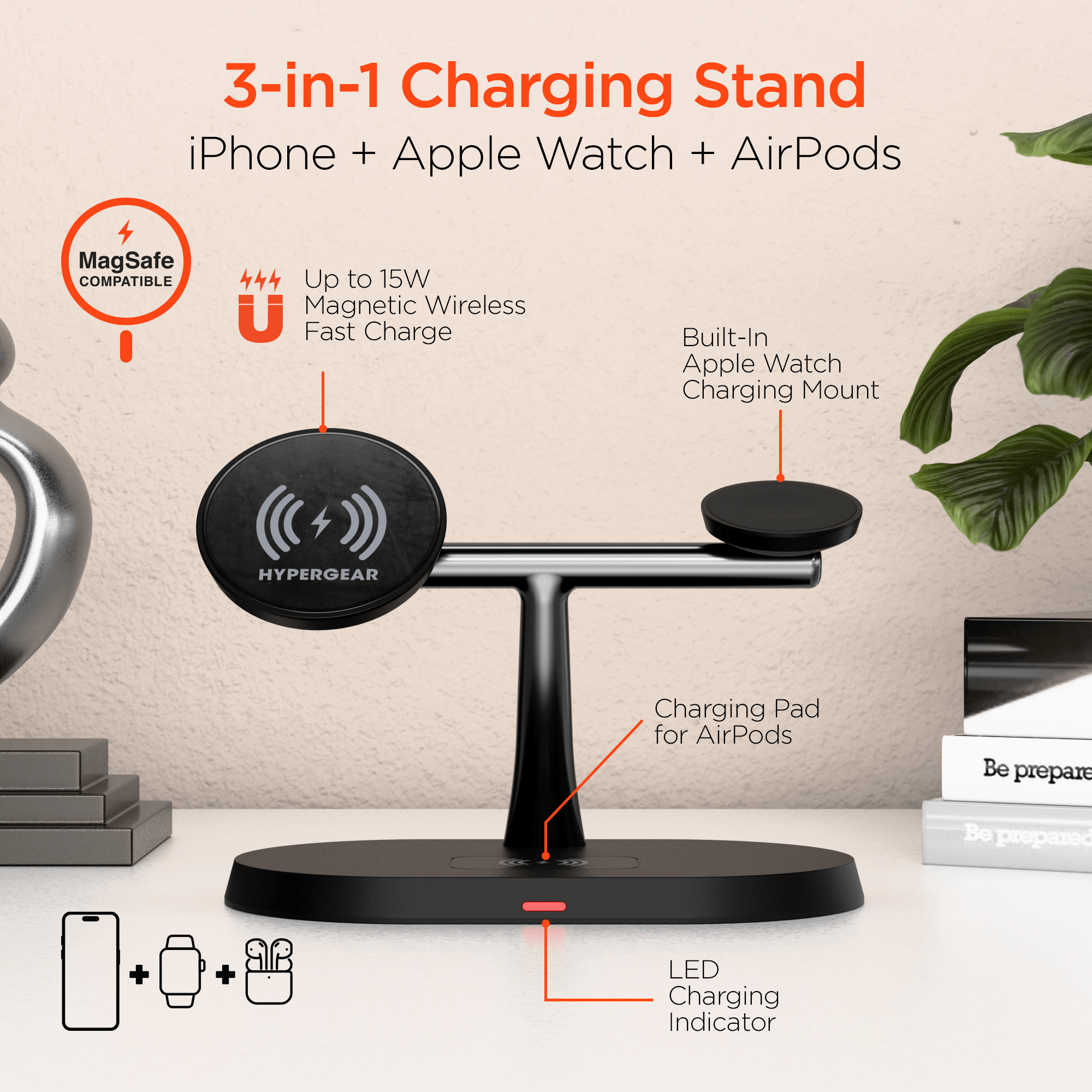 Hypergear MaxCharge Pro 3-in-1 Magsafe Charging Stand