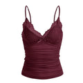 Sexy Contrast Lace Bow Front Crop Cami Top Women 2025 Summer Grunge Punk Y2K Clothes Ruched Skinny Backless Tee Shirt